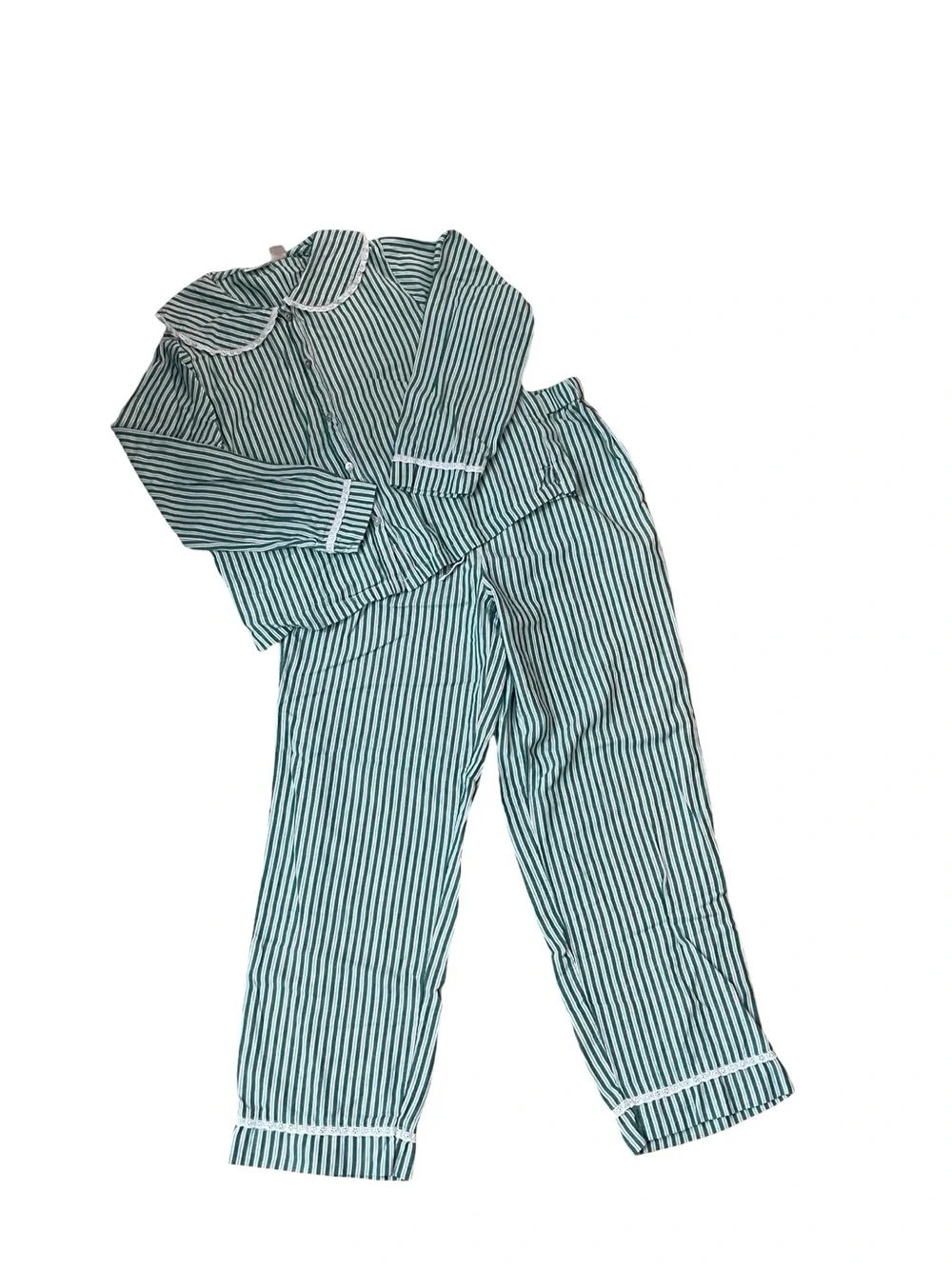 RACHEL ASHWELL Striped Peter Pan Collar Cottagecore Viral TikTok Pajama Set
